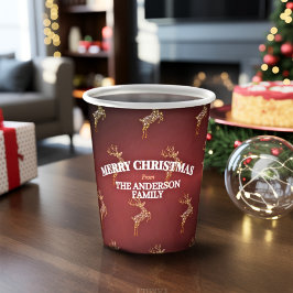 Elegant Modern Red and Gold Reindeer Christmas Papieren Bekers