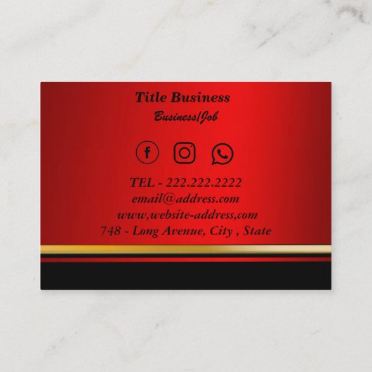 ELEGANT MODERN RED BLACK CORPORATE PROFESSIONAL VISITEKAARTJE (Achterkant)