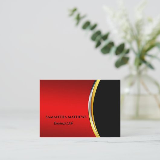 ELEGANT MODERN RED BLACK CORPORATE PROFESSIONAL VISITEKAARTJE (Staand voorkant)