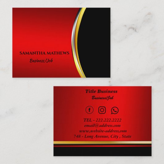 ELEGANT MODERN RED BLACK CORPORATE PROFESSIONAL VISITEKAARTJE (Voorkant / Achterkant)