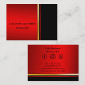 ELEGANT MODERN RED BLACK CORPORATE PROFESSIONAL VISITEKAARTJE (Voorkant / Achterkant)