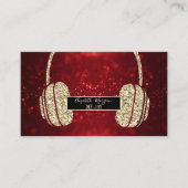 Elegant Modern Red Bokeh Glitter Headphone DJ Visitekaartje (Voorkant)