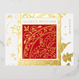 Elegant Modern Red Business Seasonal Greetings Folie Feestdagen Briefkaart