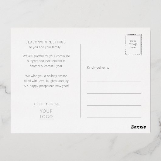 Elegant Modern Red Business Seasonal Greetings Folie Feestdagen Briefkaart (Achterkant)