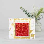 Elegant Modern Red Business Seasonal Greetings Folie Feestdagen Briefkaart (Staand Voorkant)