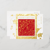 Elegant Modern Red Business Seasonal Greetings Folie Feestdagen Briefkaart (Voorkant / Achterkant)