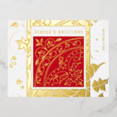 Elegant Modern Red Business Seasonal Greetings Folie Feestdagen Briefkaart (Voorkant)