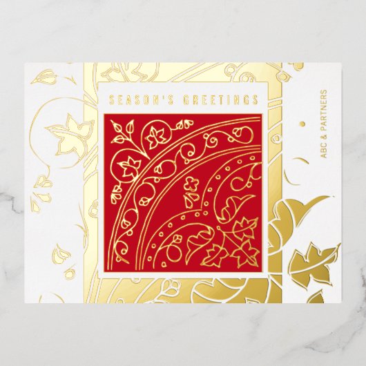 Elegant Modern Red Business Seasonal Greetings Folie Feestdagen Briefkaart (Voorkant)