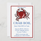 Elegant Modern Red Crab Boil Party Kaart (Voorkant)