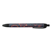 Elegant Modern Red en Blue Dark Floral Art Zwarte Inkt Pen (Bodem)