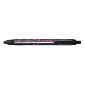Elegant Modern Red en Blue Dark Floral Art Zwarte Inkt Pen (Achterkant)