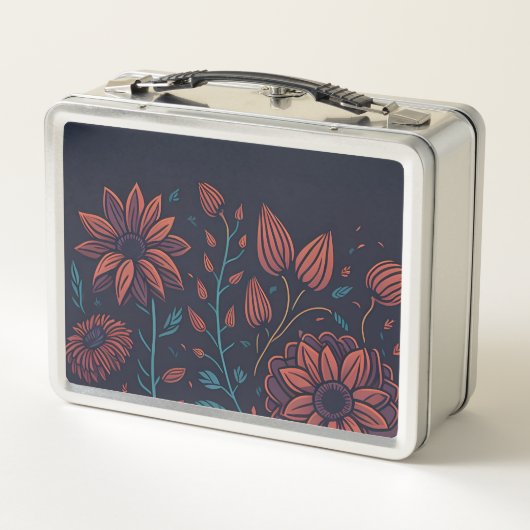 Elegant Modern Red en Blue Floral op maat (Achterkant)