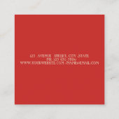 Elegant Modern, Red, Gold Diamonds Vierkante Visitekaartje (Achterkant)