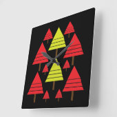 Elegant Modern Red Green-kerstboom Vierkante Klok (Hoek)