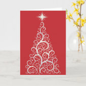 Elegant Modern Red Kerstmis Holiday Kaart (Gele Bloem)