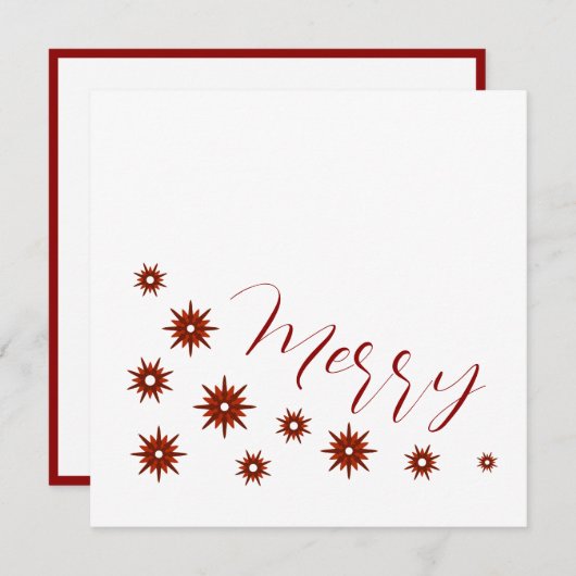 Elegant Modern Red Star Kerst Feestdagenkaart (Voorkant / Achterkant)