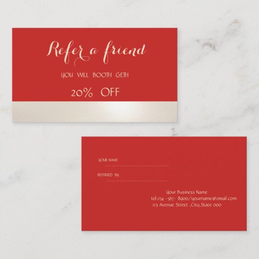 Elegant Modern, Red, Striped Reference Kaart (Voorkant / Achterkant)