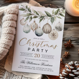 Elegant Modern Retro Christmas Party Invitation Kaart