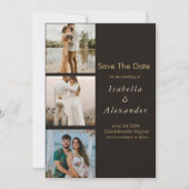 Elegant Modern Romantic 3 Photo Collage Wedding  Save The Date (Voorkant)