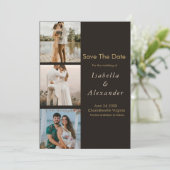 Elegant Modern Romantic 3 Photo Collage Wedding  Save The Date (Staand voorkant)