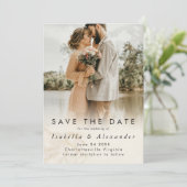 Elegant Modern Romantic Full Photo Wedding  Save The Date (Staand voorkant)