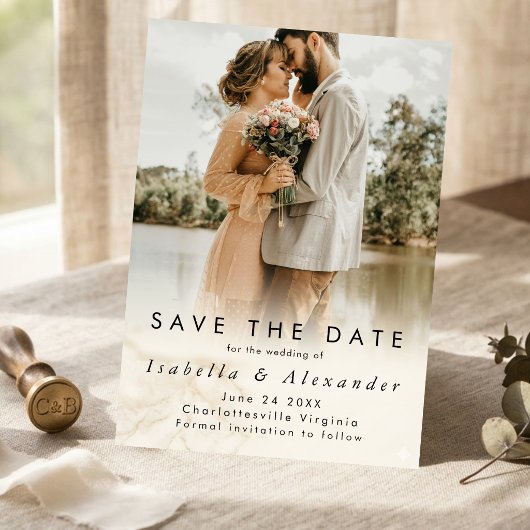 Elegant Modern Romantic Full Photo Wedding  Save The Date