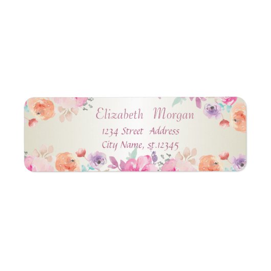 Elegant Modern Romantic Waterverf Flowers Etiket (Voorkant)