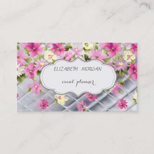 Elegant, Modern, Romantisch, Bloemen Visitekaartje (Voorkant)
