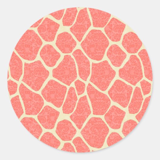 Elegant modern romantisch giraffe damask ronde sticker (Voorkant)