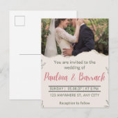 Elegant modern romantisch minimalistisch fotohuwel uitnodiging briefkaart (Voorkant / Achterkant)