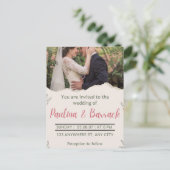 Elegant modern romantisch minimalistisch fotohuwel uitnodiging briefkaart (Staand voorkant)