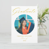 Elegant modern rond foto Afstuderen Kaart (Staand voorkant)
