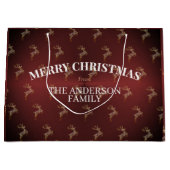 Elegant Modern Rood en Goud Rendier Kerstmis Groot Cadeauzakje (Voorkant)