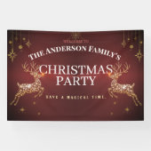 Elegant Modern Rood en Goud Rendier Kerstverbod Spandoek (Horizontaal)