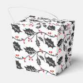 Elegant modern rood en zwart Holly Pattern Bedankdoosjes (Achterkant)