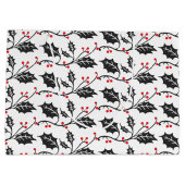 Elegant modern rood en zwart Holly Pattern Groot Cadeauzakje (Achterkant)