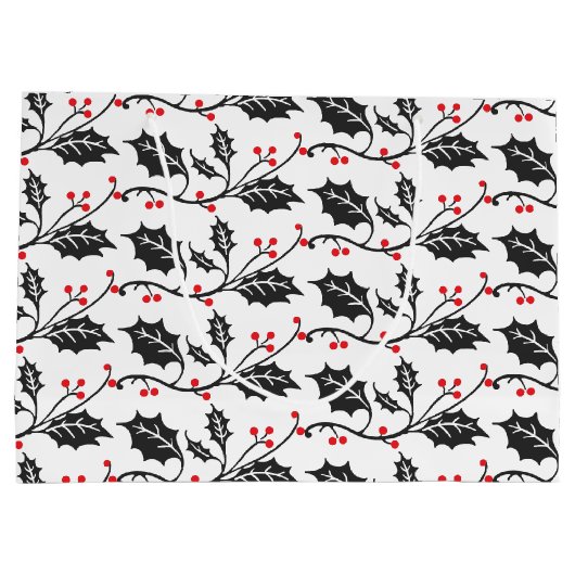 Elegant modern rood en zwart Holly Pattern Groot Cadeauzakje (Achterkant)