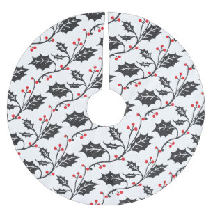 Elegant modern rood en zwart Holly Pattern Kerstboom Rok