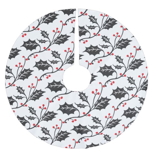 Elegant modern rood en zwart Holly Pattern Kerstboom Rok (Voorkant)