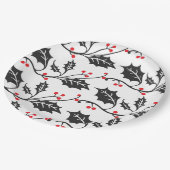 Elegant modern rood en zwart Holly Pattern Papieren Bordje (Gekanteld)