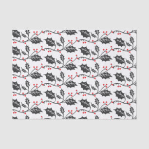 Elegant modern rood en zwart Holly Pattern Tissuepapier
