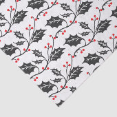 Elegant modern rood en zwart Holly Pattern Tissuepapier (Detail)
