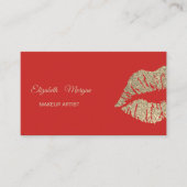 Elegant modern rood, glitter lips visitekaartje (Voorkant)
