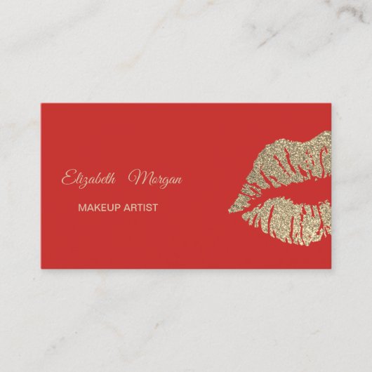 Elegant modern rood, glitter lips visitekaartje (Voorkant)