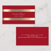 Elegant Modern, Rood, Goud Gestreepte Visitekaartje (Voorkant / Achterkant)
