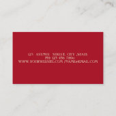 Elegant Modern, Rood, Goud Gestreepte Visitekaartje (Achterkant)