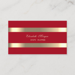 Elegant Modern, Rood, Goud Gestreepte Visitekaartje