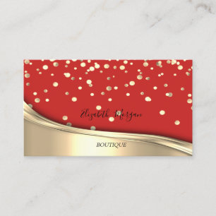 Elegant Modern Rood Gouden Confetti Visitekaartje