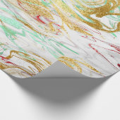 Elegant modern rood goudgroen witte marmer cadeaupapier (Hoek)