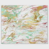 Elegant modern rood goudgroen witte marmer cadeaupapier (Vlak)